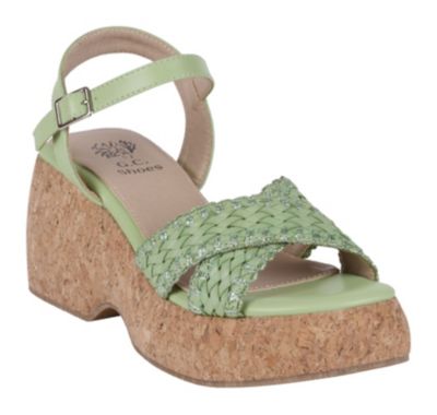 GC Shoes Women's Lucy Platform Wedge Sandal, Green, 8.5M