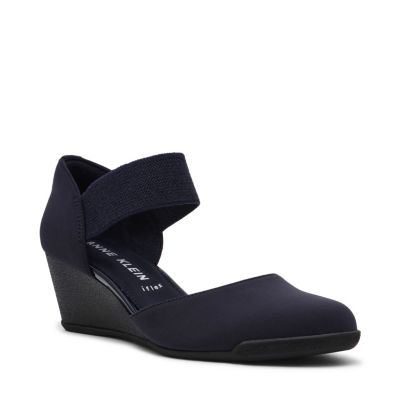 Anne Klein Women's Tiffany Stretch Wedge Heels, Navy Blue, 11M