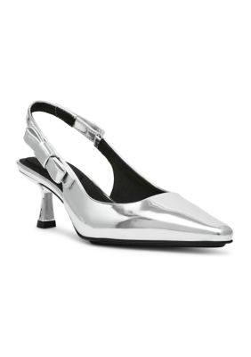 Anne Klein Women's Carmel Slingback Heels, Silver, 9M