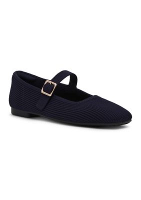 Anne Klein Women's Mabel Mary Jane Flat, Navy Blue, 9.5M