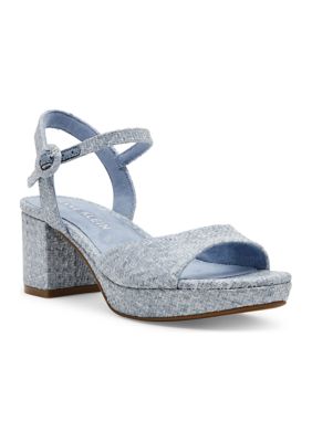 Anne Klein Women's PIPER RAFFIA HEELED SANDALS, Blue, 11M