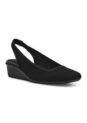Anne Klein Women's Witty-Knit Wedge Heels, Black, 11M