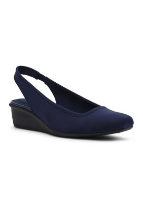 Anne Klein Women's Witty-Knit Wedge Heels, Navy Blue, 11M