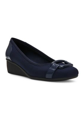 Anne Klein Women's Wynell Wedge Heels, Navy Blue, 11M