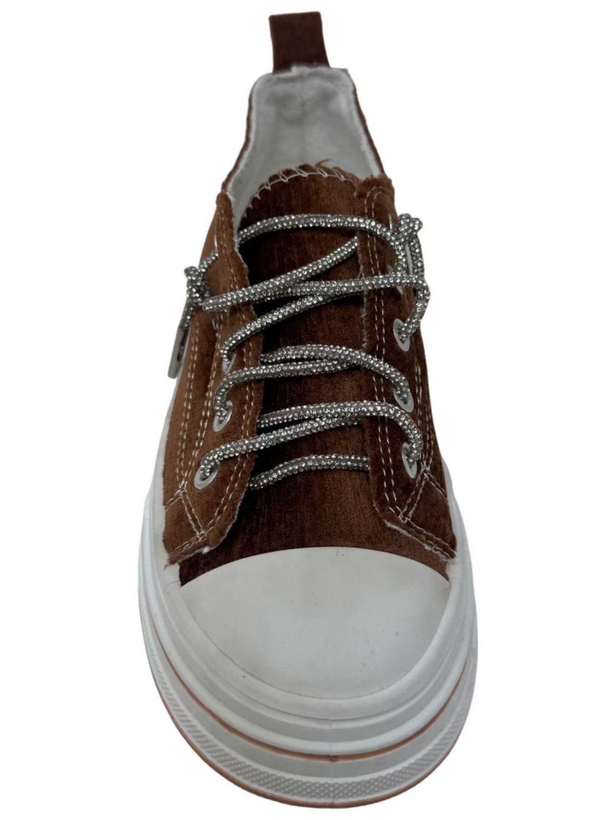 Aman Prints Womens Slip-on Glitter Laced Sneaker in a Beautiful Lush Velvet Fabric