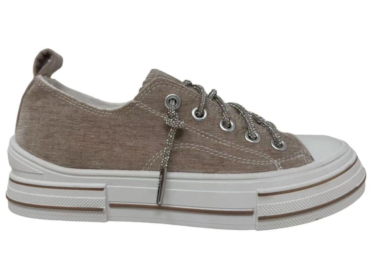Aman Prints Womens Slip-on Glitter Laced Sneaker in a Beautiful Lush Velvet Fabric