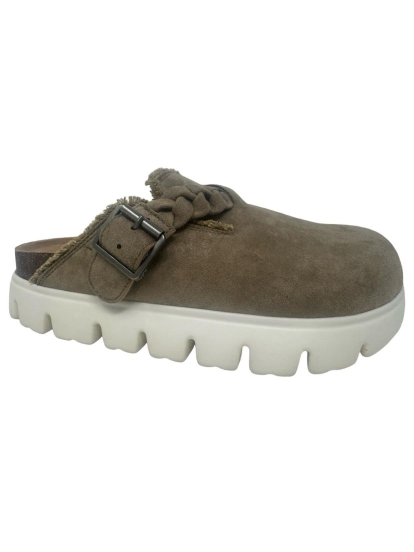 Cali Braided Buckle Faux Suede Mule