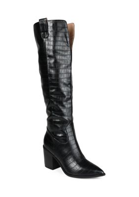 Journee Collection Women's Therese Boot - Wide Calf, Black, 6.5M