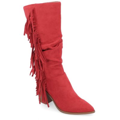 Journee Collection Women's Hartly-Wc Boots, Red, 5.5 -  0194593924178