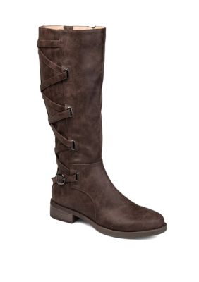 Journee Collection Women's Extra Wide Calf Carly Boot, Brown, 5.5WW -  0052574728095