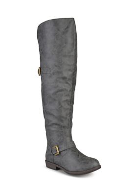 Journee Collection Women's Wide Calf Kane Boot, Grey, 7.5M -  0052574678192