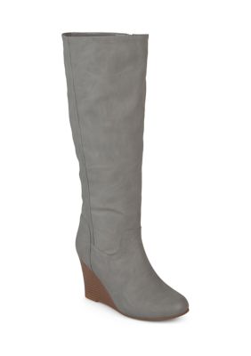 Journee Collection Women's Wide Calf Langly Boot, Grey, 9.5M -  0052574452792