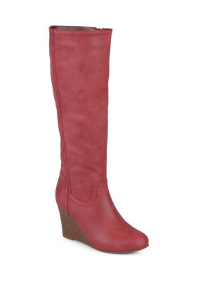 Journee Collection Women's Wide Calf Langly Boot, Red, 8M -  0052574452877