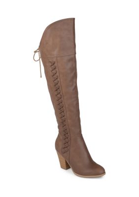 Journee Collection Women's Spritz Boot - Wide Calf, Brown, 10.5M