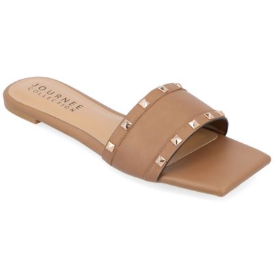 Journee Collection Women's Treena Sandals, Tan, 7M -  0194593979246