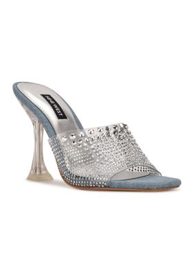 Ziptip Rhinestone Heeled Slide Sandals