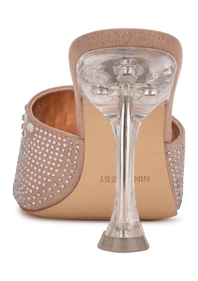 Ziptip Rhinestone Heeled Slide Sandals