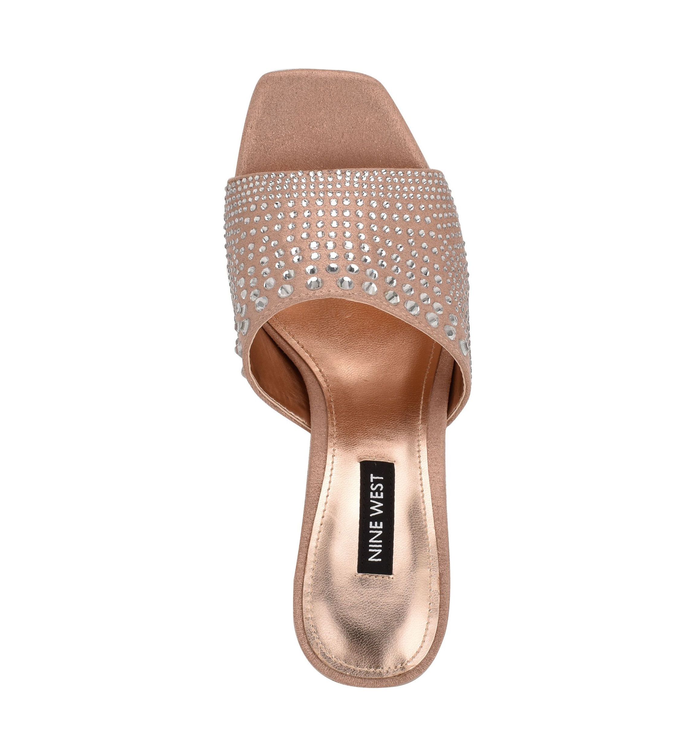 Ziptip Rhinestone Heeled Slide Sandals