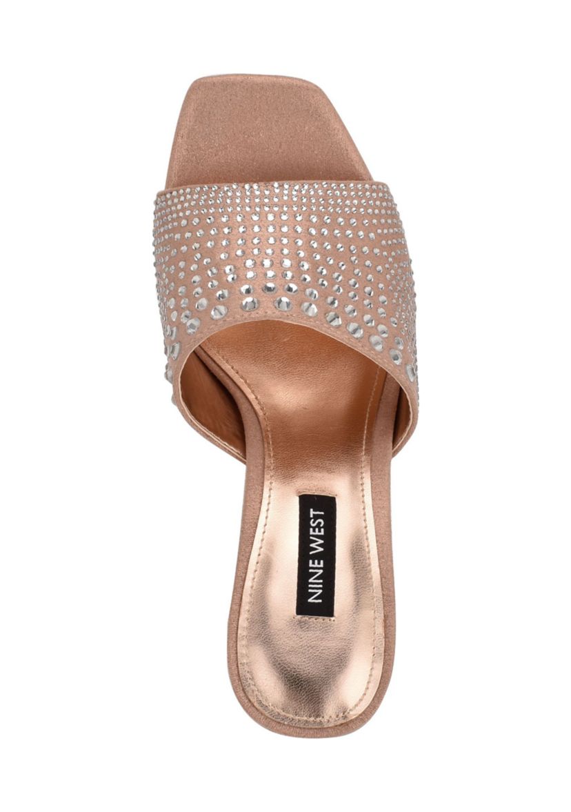 Ziptip Rhinestone Heeled Slide Sandals
