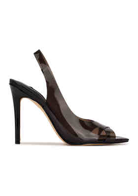 LC01 Black PVC High Heel Court Sandals Pump Shoes MicheleX 7955 