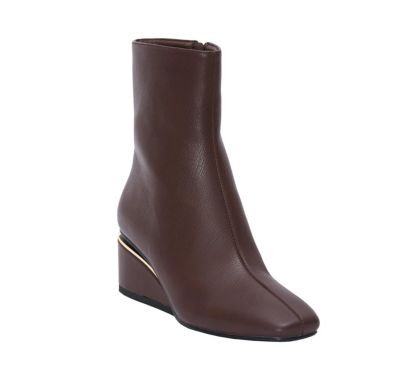 Ninety Union Women's Mona Metal Insert Wedge Ankle Bootie, Brown, 12M