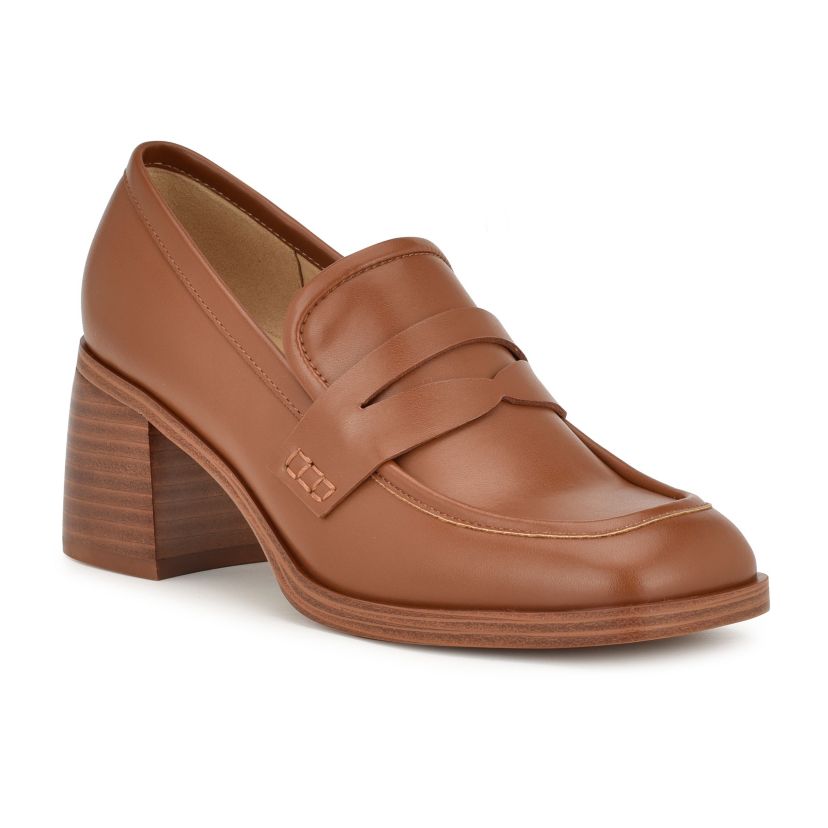 Avalia Square Toe Block Heel Loafers