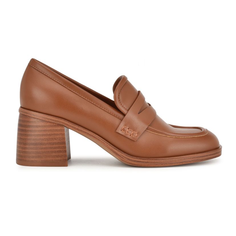 Avalia Square Toe Block Heel Loafers