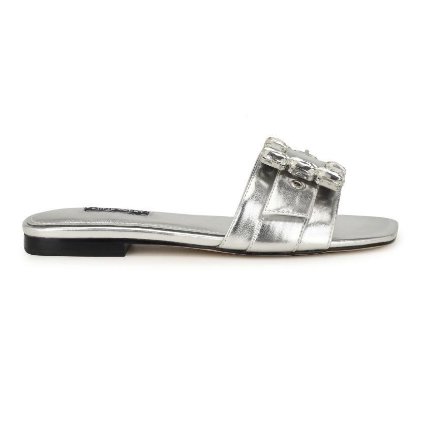 Matter Slip-on Embellished Flat Sandals
