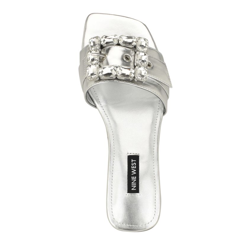 Matter Slip-on Embellished Flat Sandals