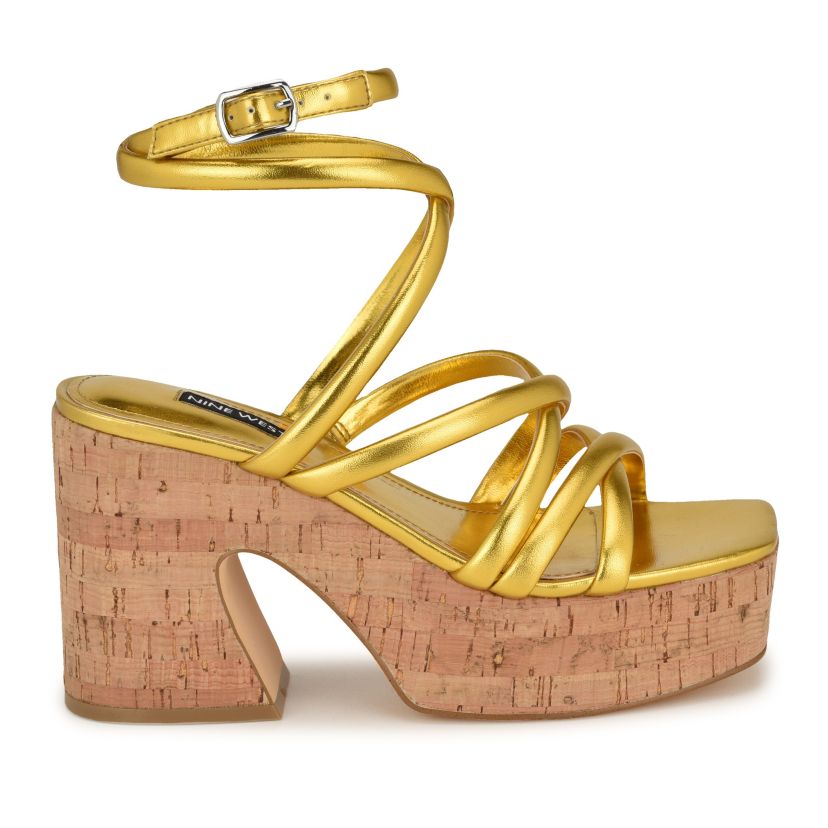 Corke Strappy Square Toe Wedge Sandals
