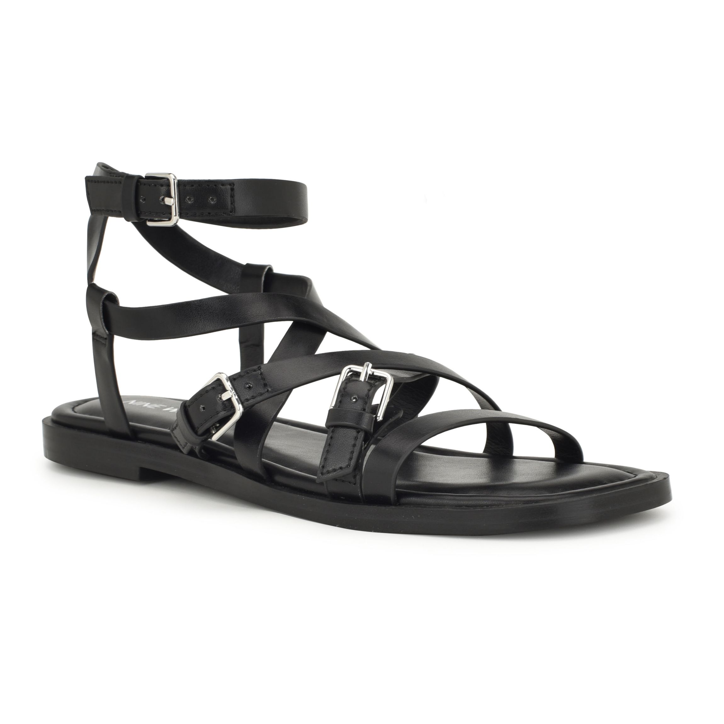 Rulen Square Toe Strappy Flat Sandals