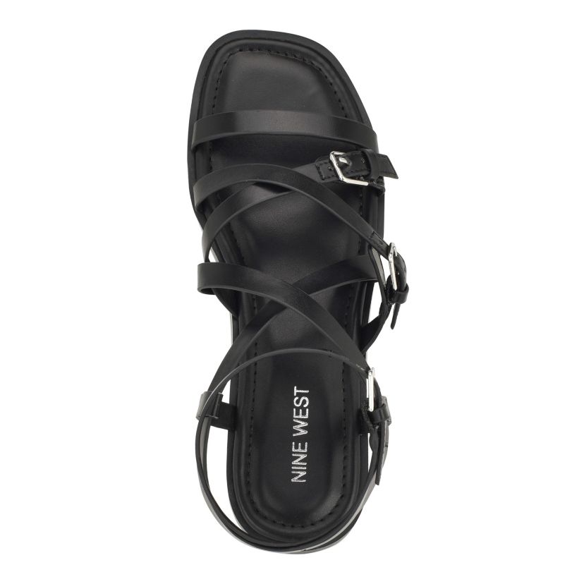 Rulen Square Toe Strappy Flat Sandals