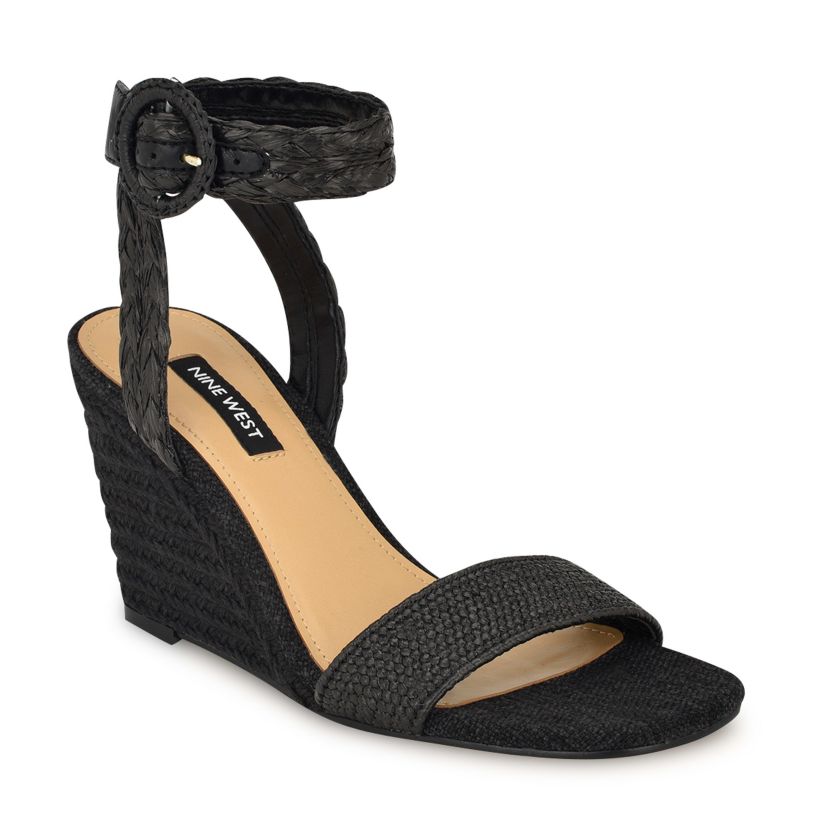 Nerisa Square Toe Woven Wedge Sandals