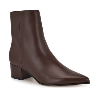Nine West Women's Maribu Pointy Toe Dress Ankle Booties, Dark Brown, 9.5M