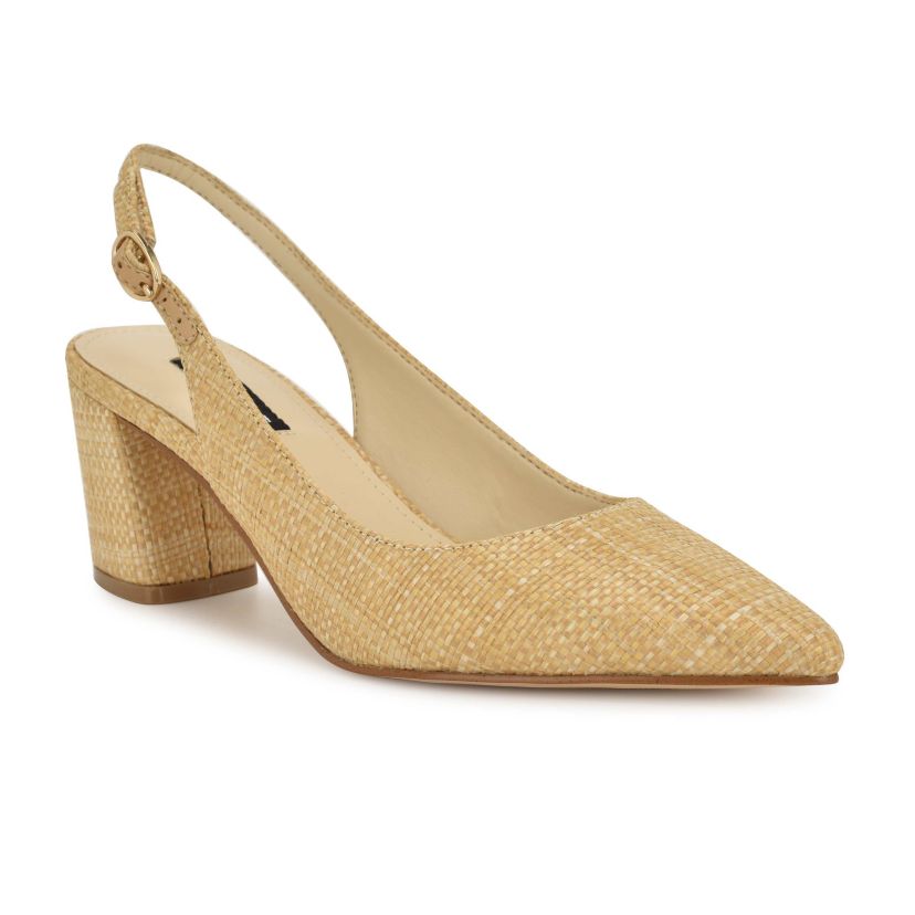 Kamsee Slip-on Block Heel Dress Slingback Pumps