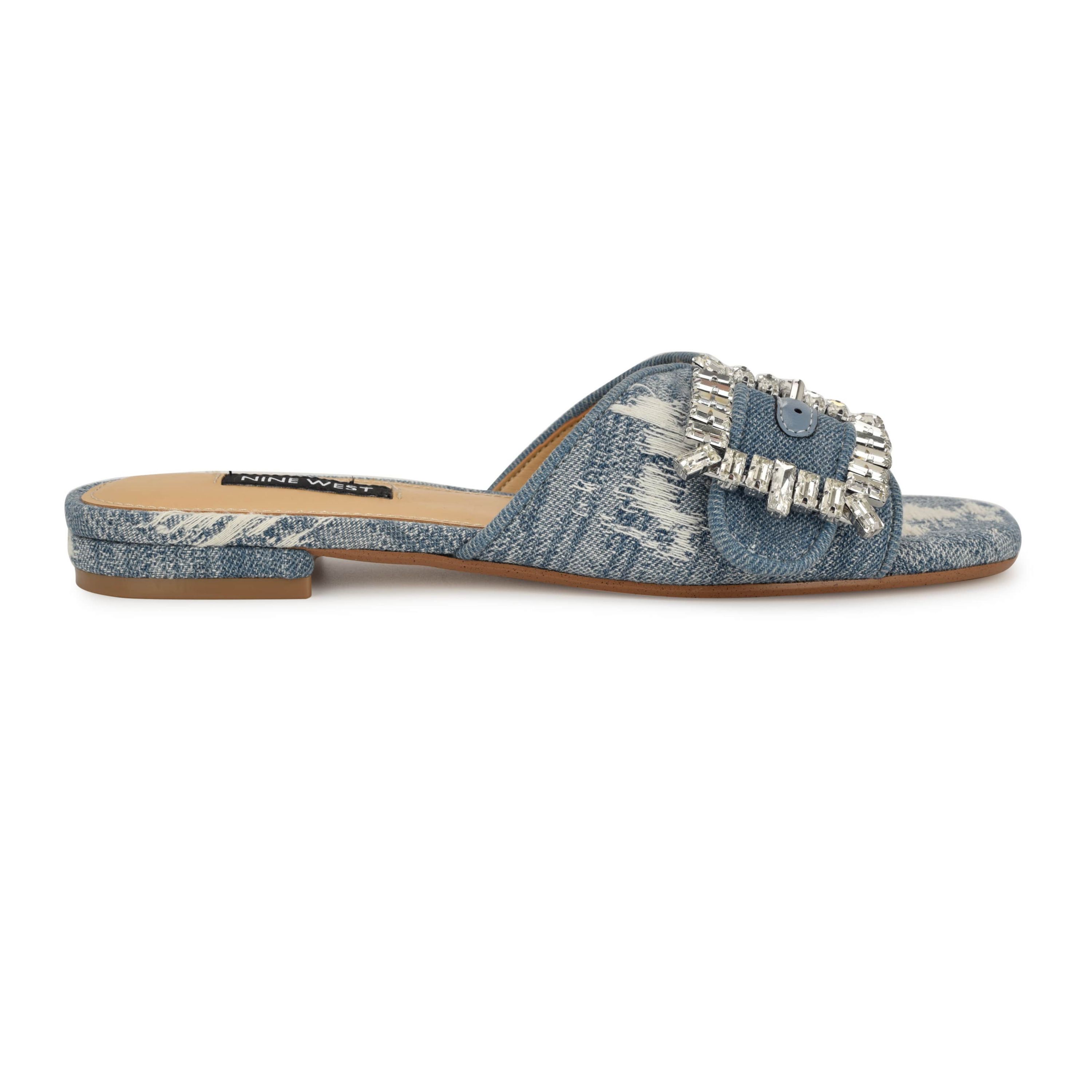 Laniey Square Toe Slip-on Flat Sandals