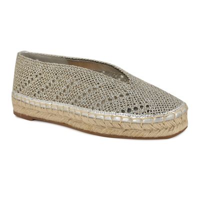 Nine West Women’s Rorie Square Toe Slip-on Casual Espadrilles, Silver, 7.5M