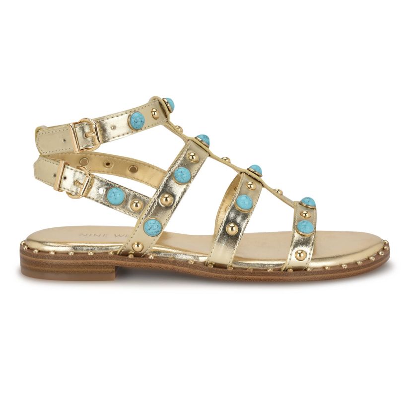 Mindela Flat Strappy Embellished Sandals