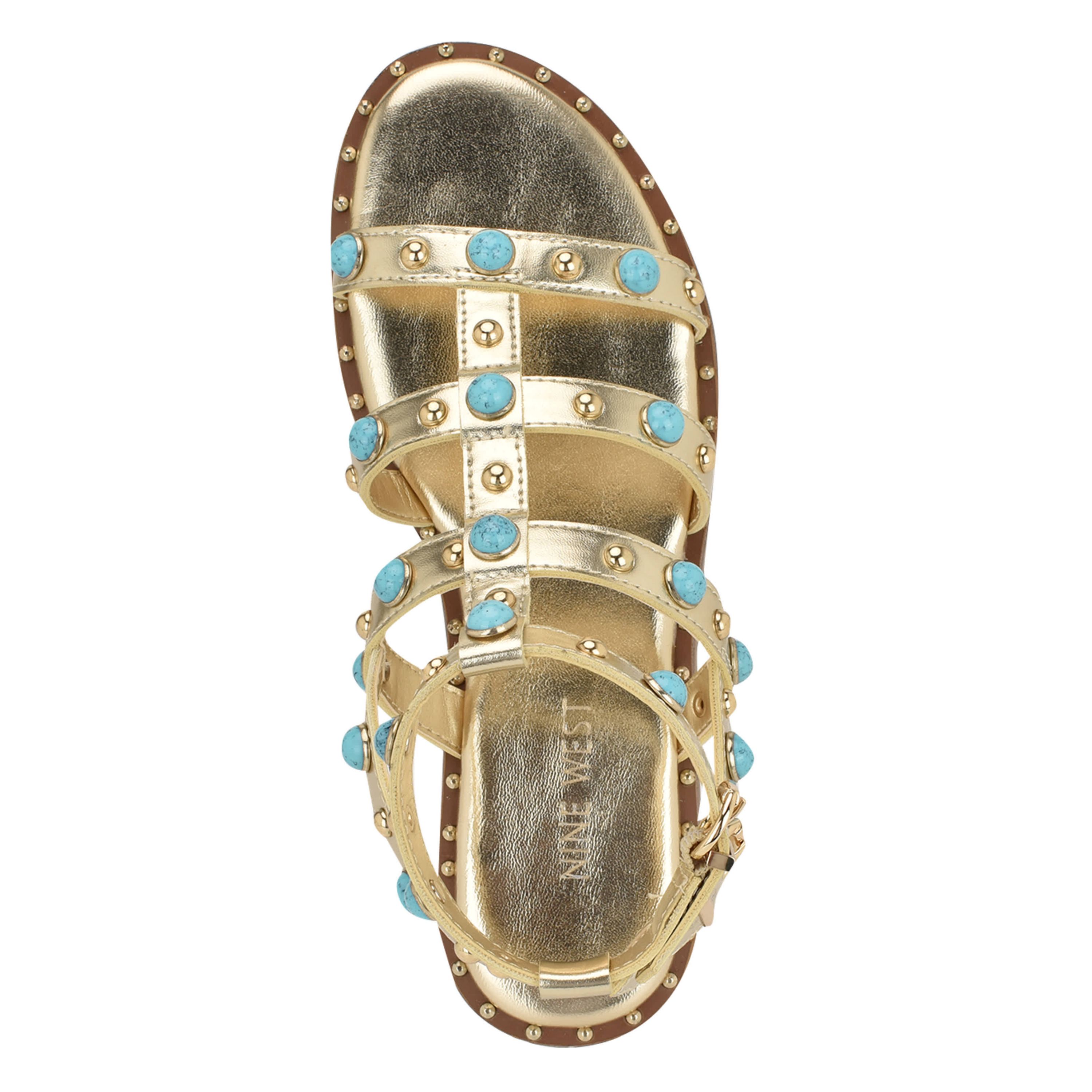 Mindela Flat Strappy Embellished Sandals