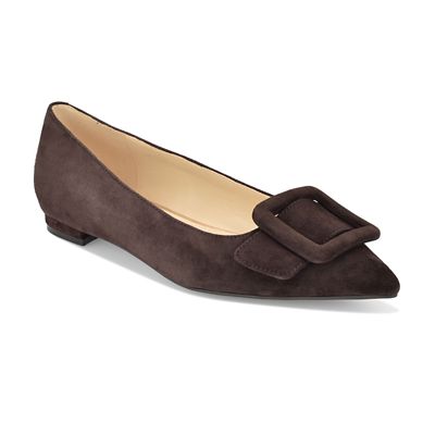 Nine West Women's Jesike Slip-on Pointy Toe Dress Flats, Dark Brown, 9M