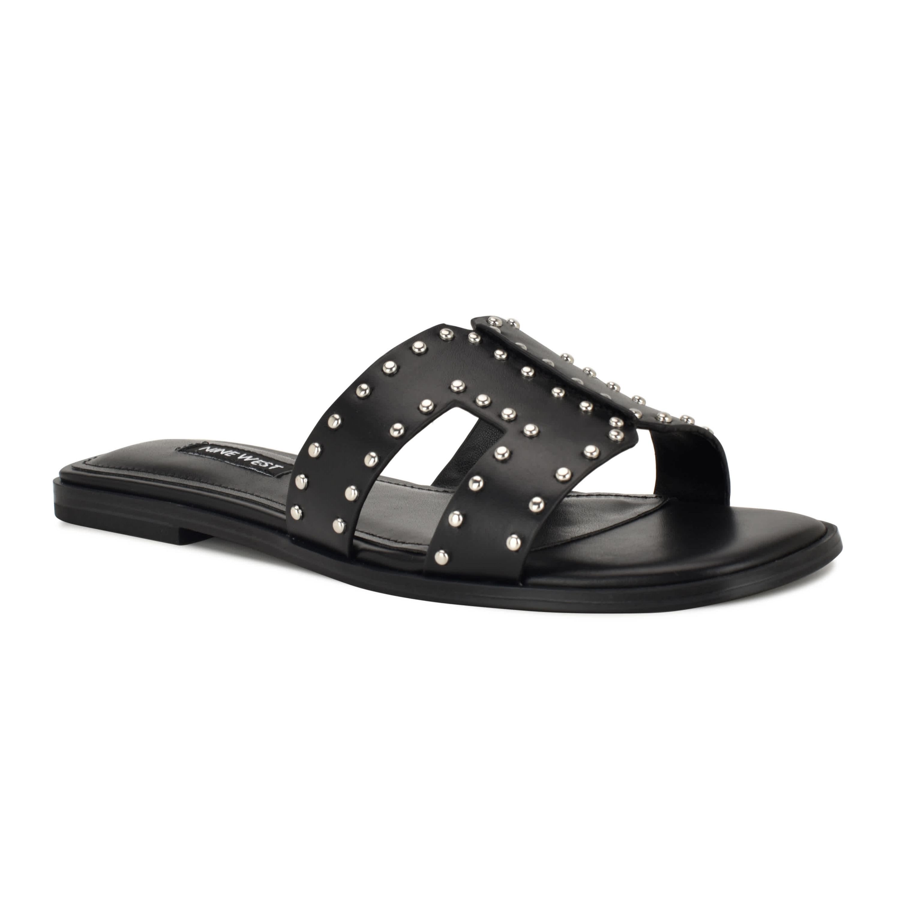 Giny Square Toe Slip-on Flat Casual Sandals