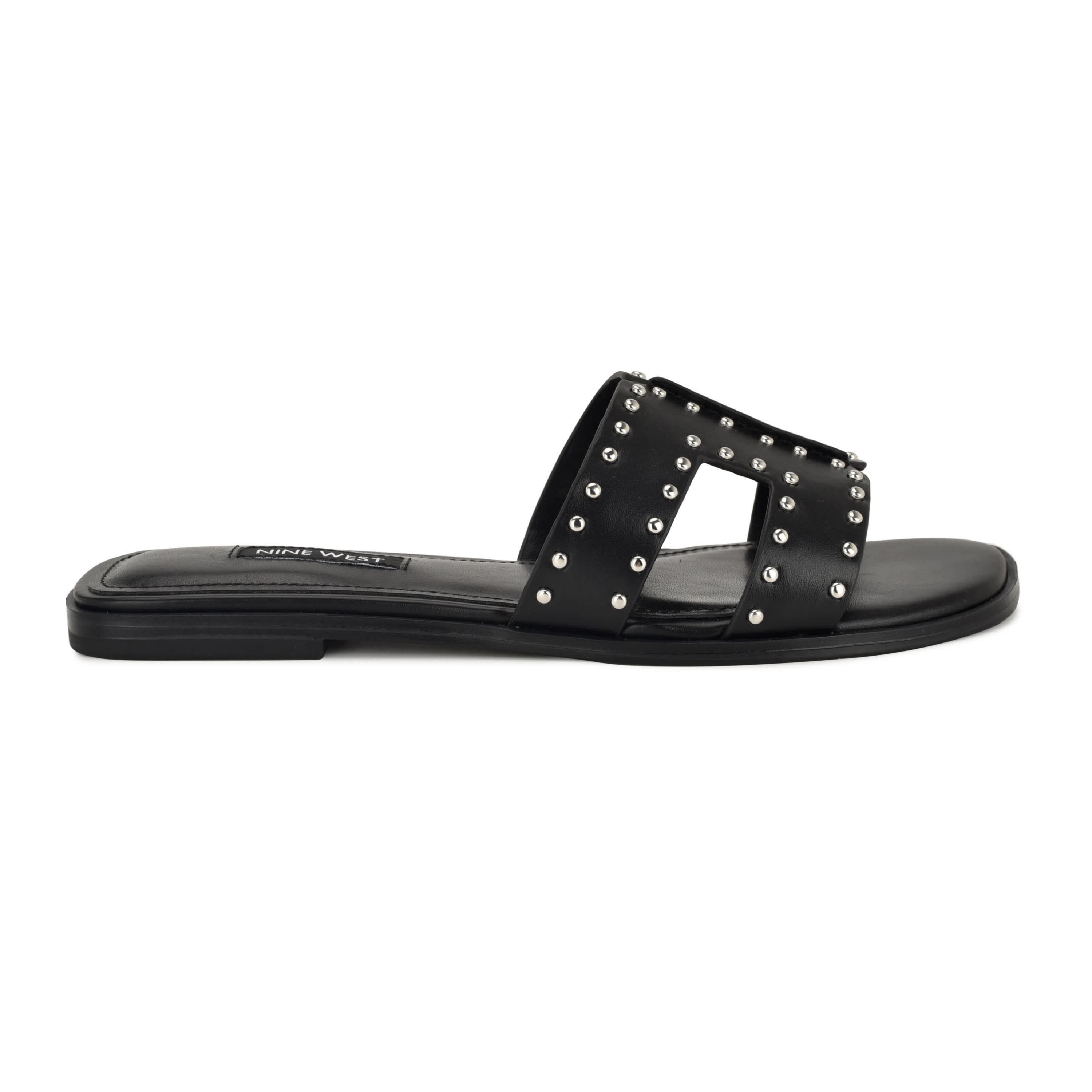 Giny Square Toe Slip-on Flat Casual Sandals