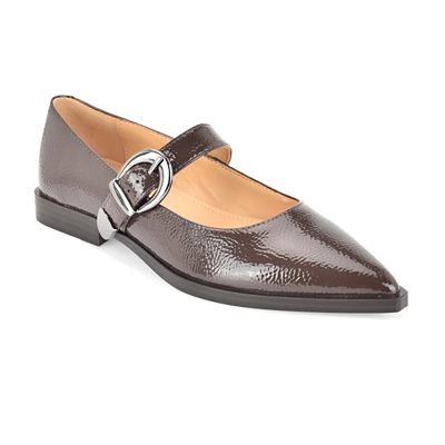 Nine West Women's Katrel Mary Jane Pointy Toe Dress Flats, Dark Brown, 12M