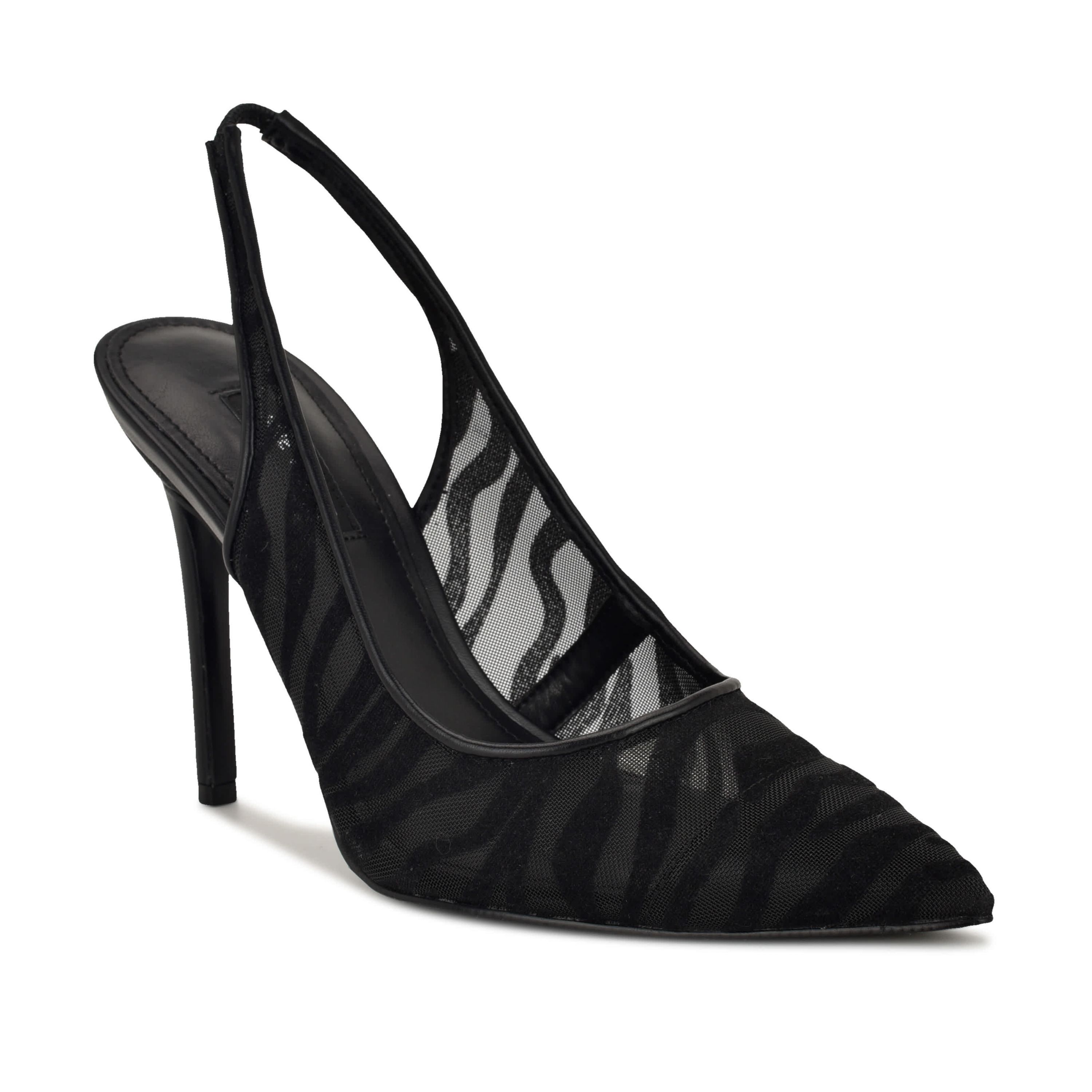 Feather Pointy Toe Slingback Dress Pumps