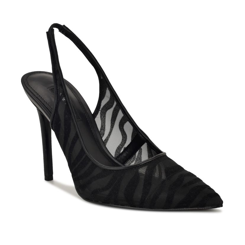 Feather Pointy Toe Slingback Dress Pumps