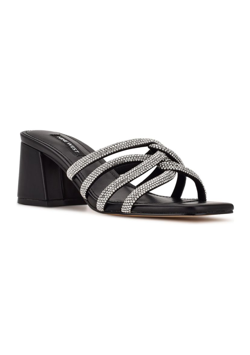 Glitz Block Heel Slide Sandals
