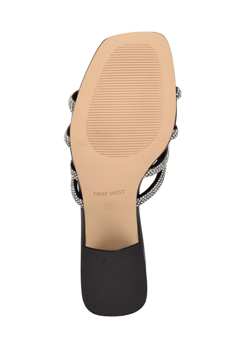 Glitz Block Heel Slide Sandals