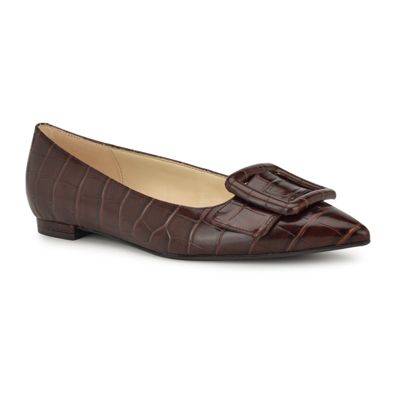 Nine West Women's Jesike Slip-on Pointy Toe Dress Flats, Dark Brown, 10.5M