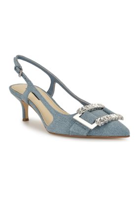 Nine West Women's Neeri Pointy Toe Slingback Dress Pumps, Light Blue, 11M