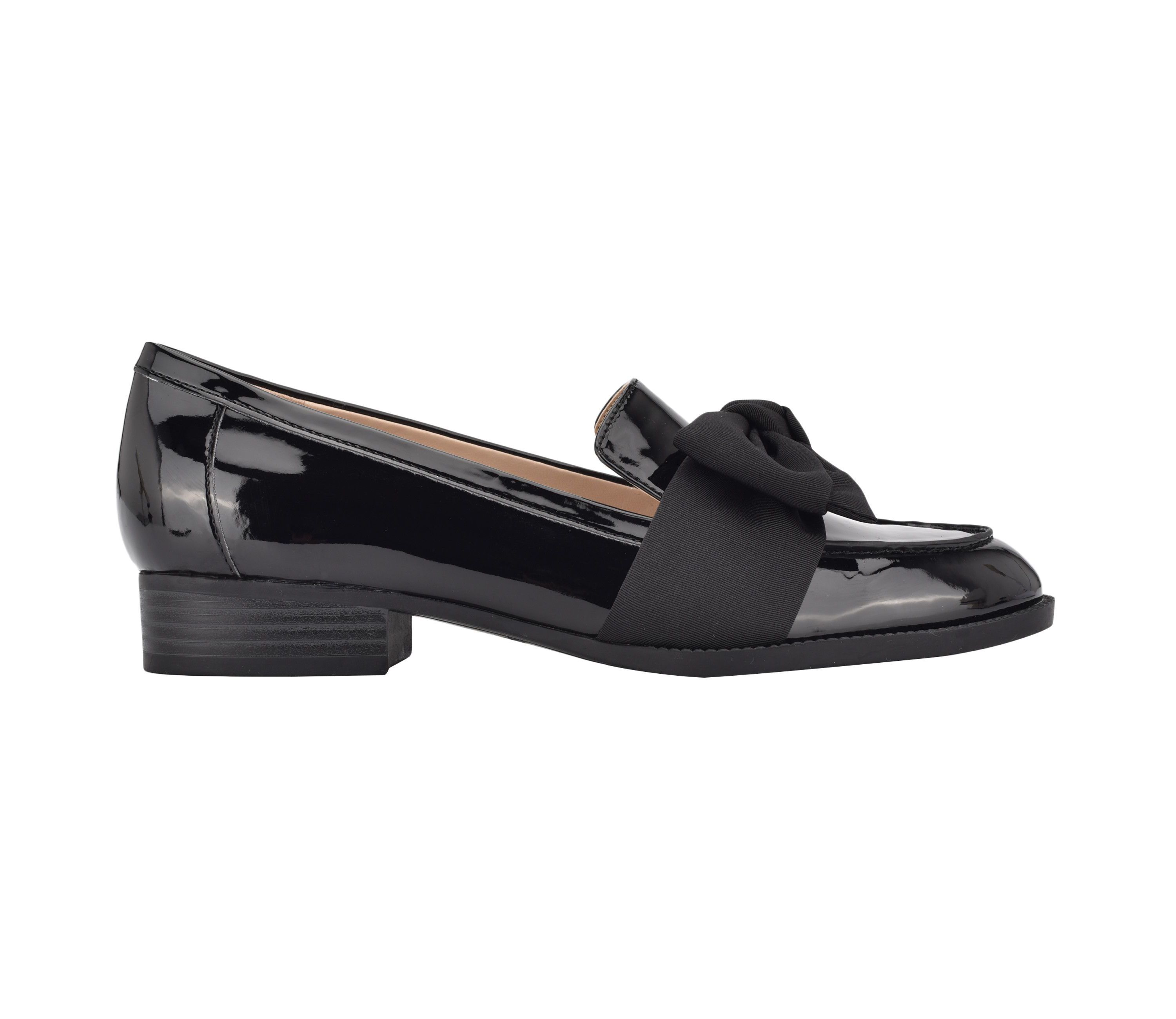 Lindio Bow Detail Block Heel Slip On Loafers
